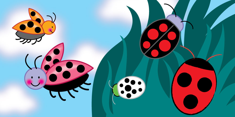 cute children's illustration of ladybugs