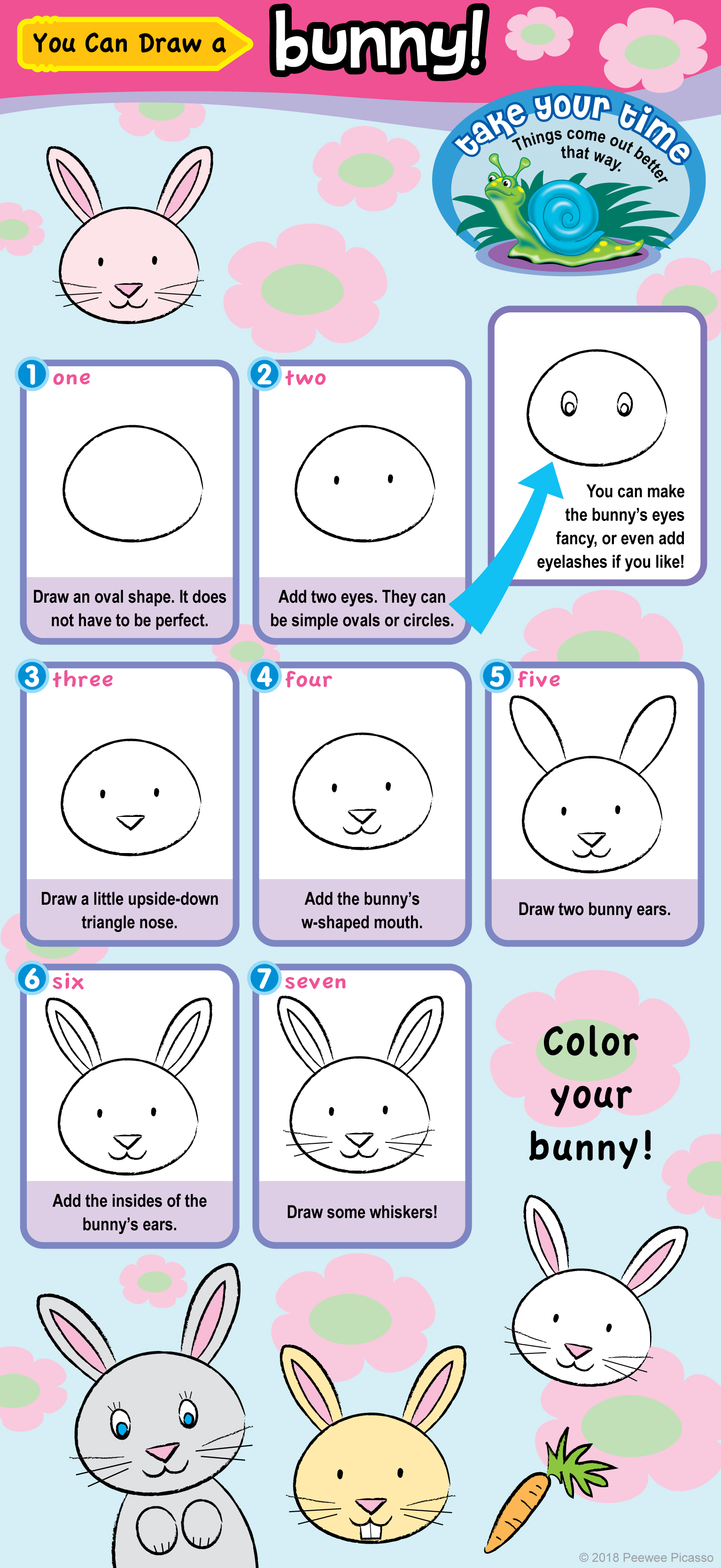 easy step by step drawing for children instructions for a bunny