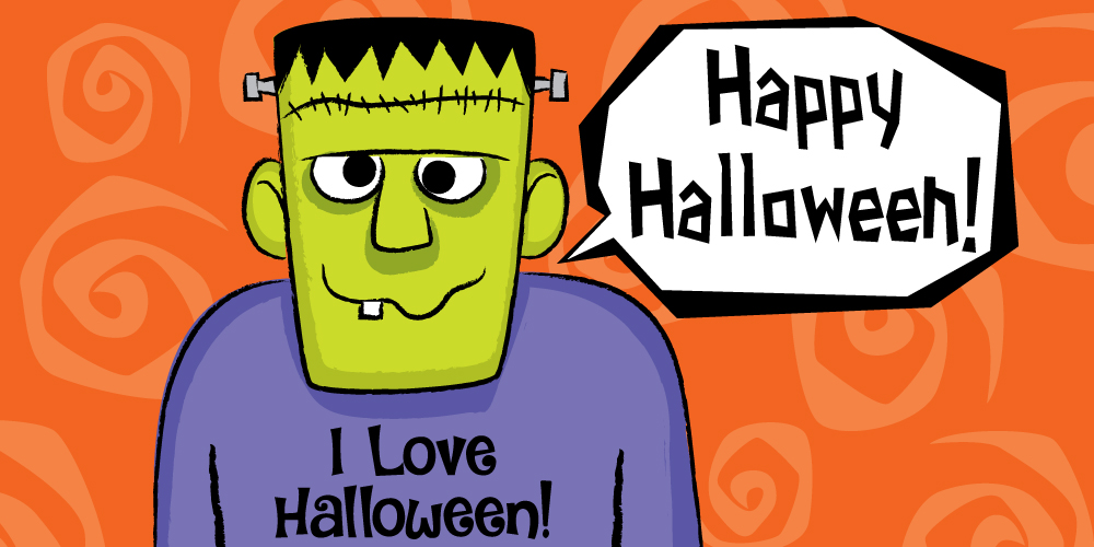 how to draw a cute and friendly Frankenstein monster for kids